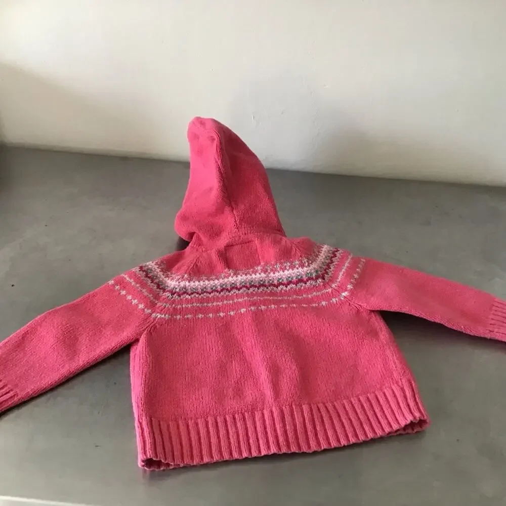 Oshkosh wool blend hooded pink fairisle  sweater 24 months